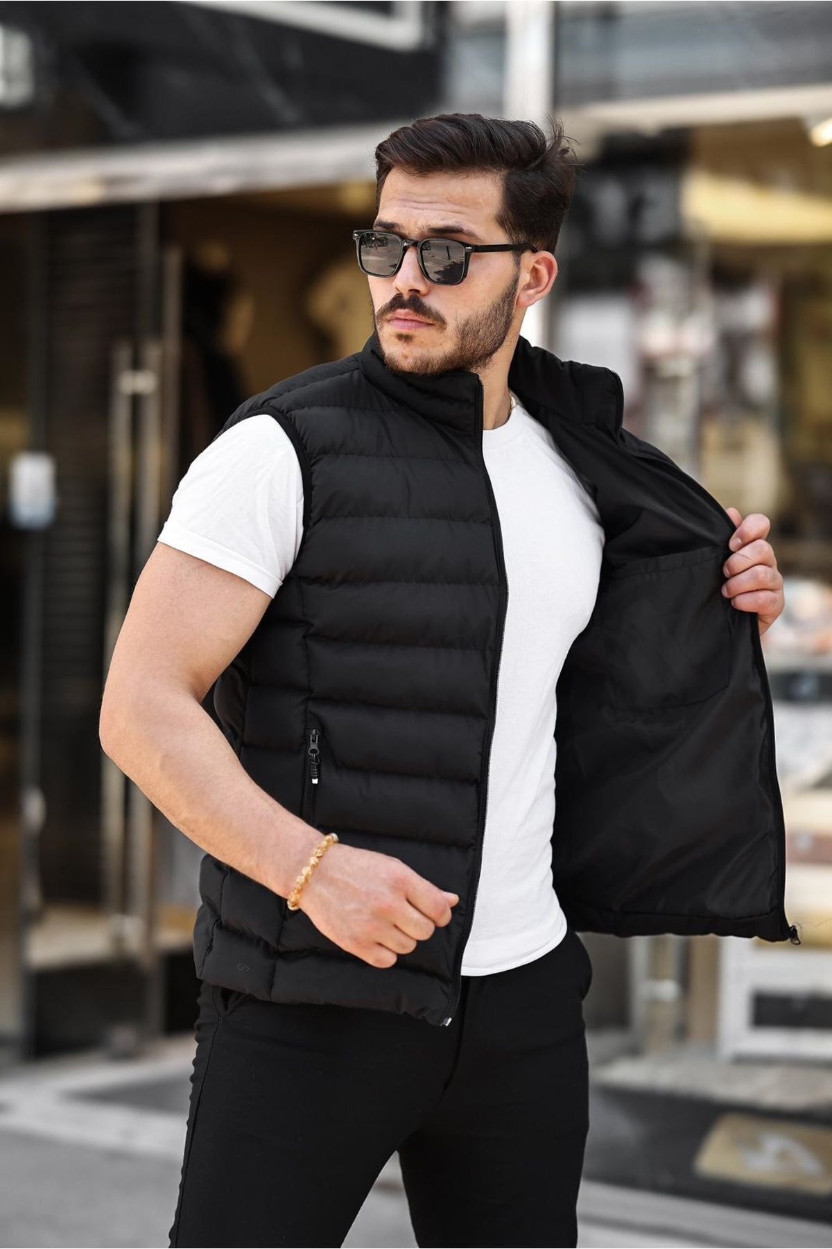SERAZAT Erkek Siyah Şişme Yelek Iç Astarlı Su Geçirmez görsel 2
