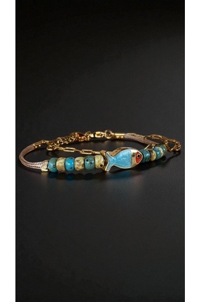 Bensei Takı Dükkanı Bensei Çelik Zincir Bileklik Ve Mineli Balık Aksesuarlı M...