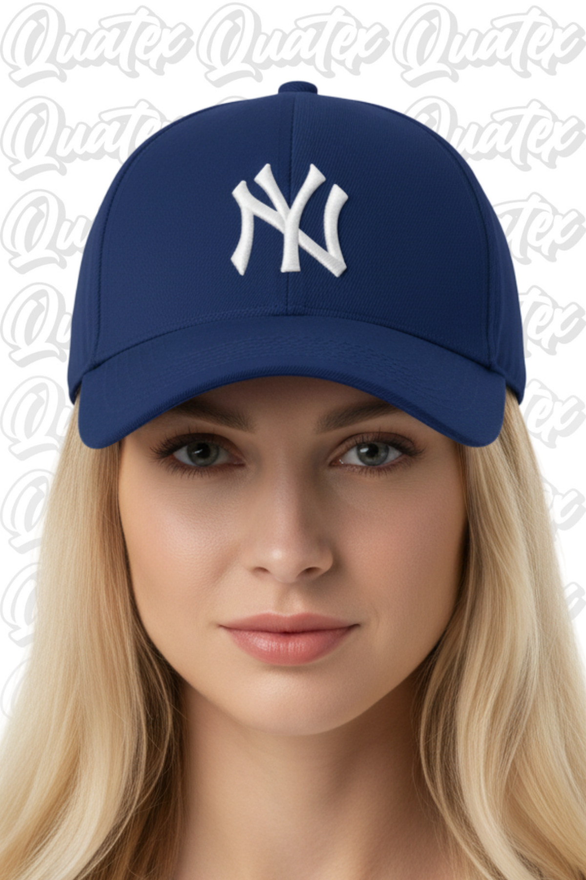 QUATEX  Ny New York Nakışlı Şapka – Lacivert %100 Pamuk Gabardin Unisex Model - Görsel 2