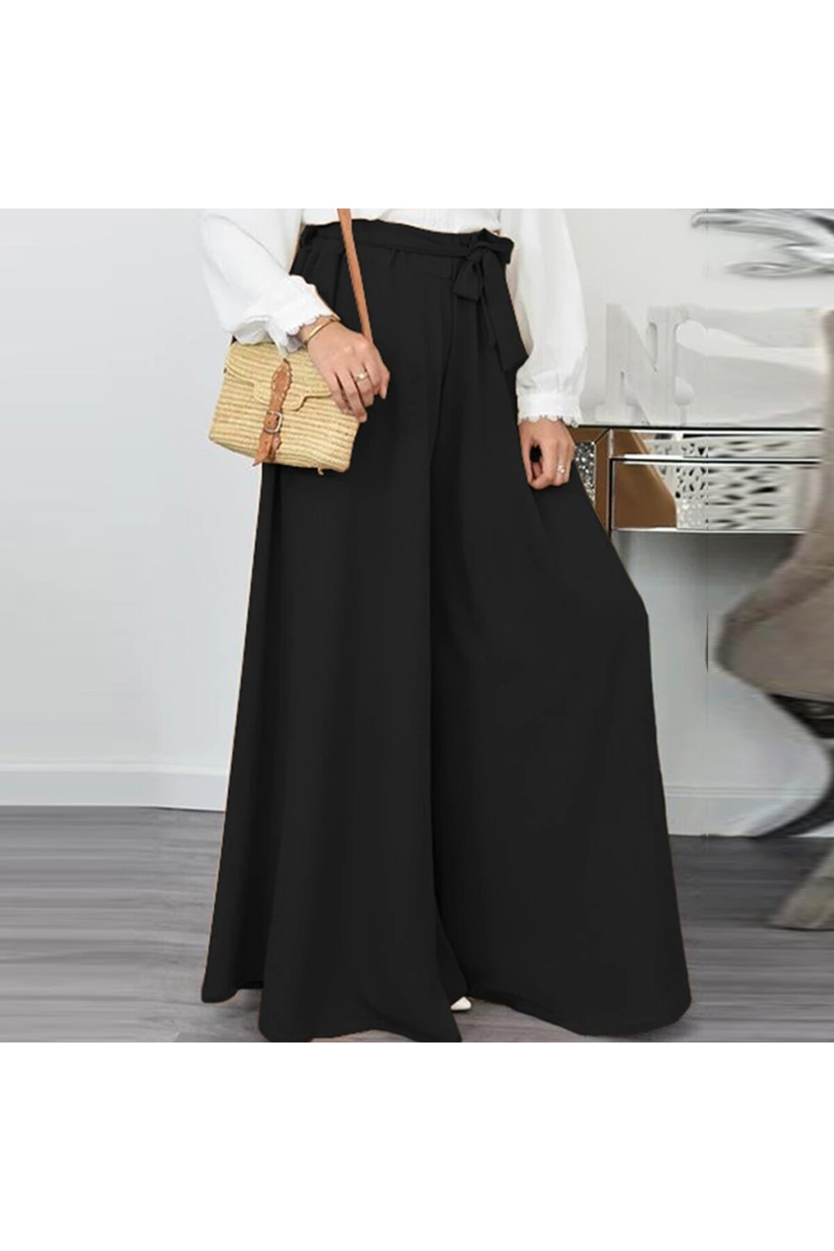 Toridas  Keten Yazlık Günlük Kemerli Kadın Pantolon Şalvar - Görsel 2