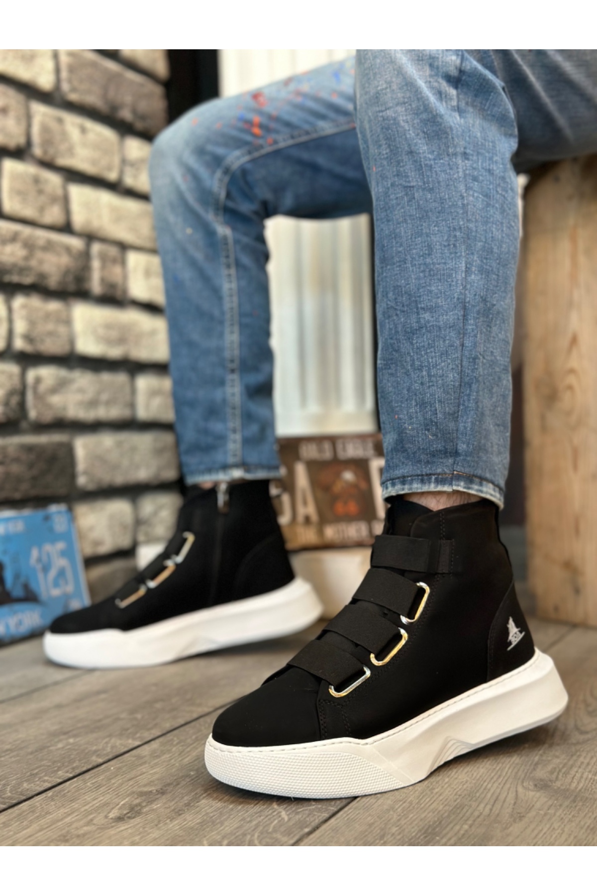 BOA  BA0142 Bantlı Erkek Yüksek Taban Siyah Spor Bot - Görsel 3