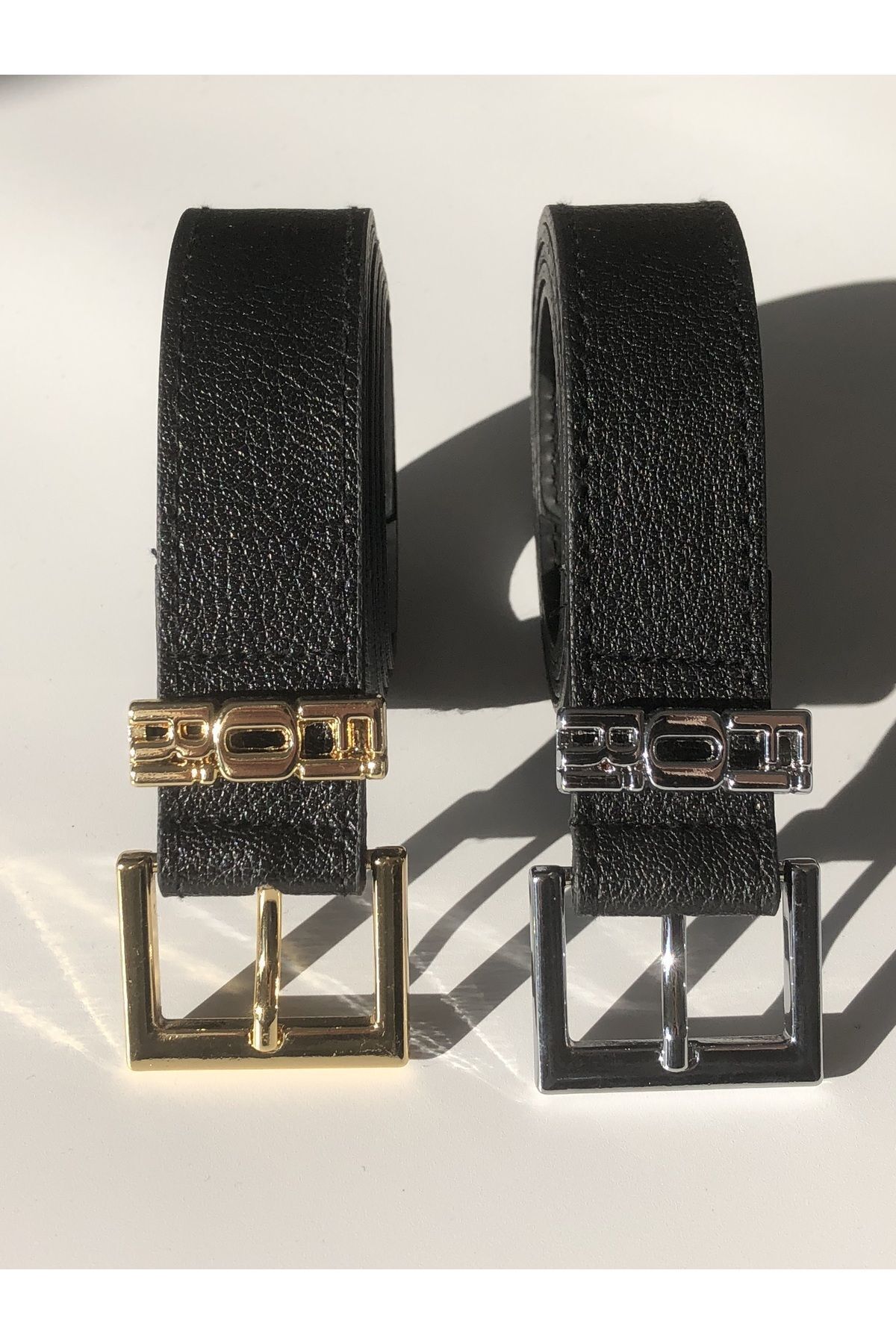 Fiori 2’li Yazılı Köprü Gold Toka Kadın Kemer, Pantolon Kemeri, Ceket Kemeri, Elbise Kemeri, Gömlek Kemer görsel 4