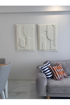 OLA CONCEPT EL YAPIMI 2'li Kum Dokulu Soyut Sanat Tablo Minimalist 3 Boyutlu ...