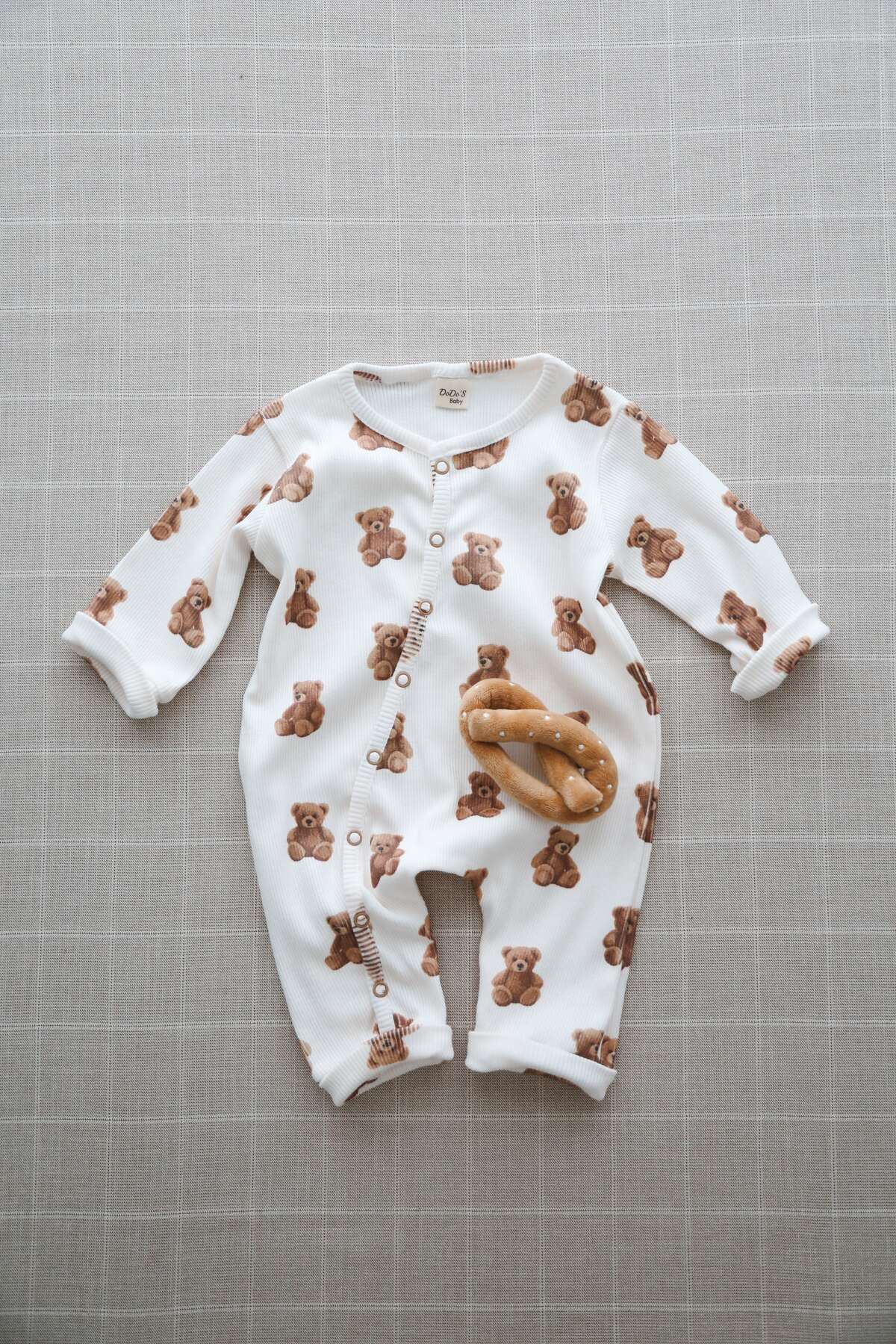 DoDo'S Baby Sevimli Ayıcık Teddy Desen Organik Kaşkorse Bebek Tulum fotoğrafı 4 (önizleme)