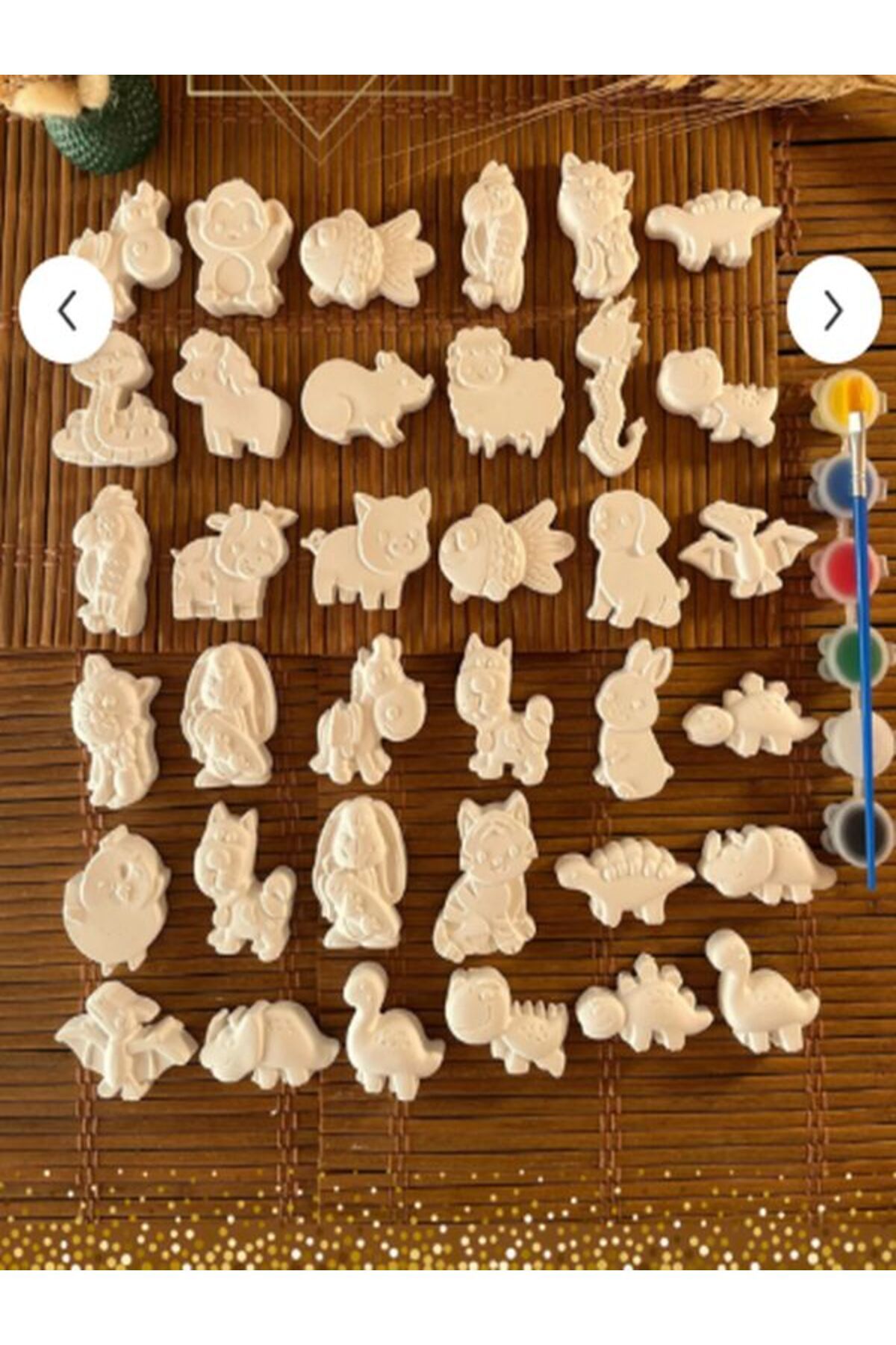 magnocandles 36 Adet (3D) Hayvanlar Taş Boyama Figür Çocuk Gelişimi Etkinlik Taş boyama seti Zoo Stone Painting