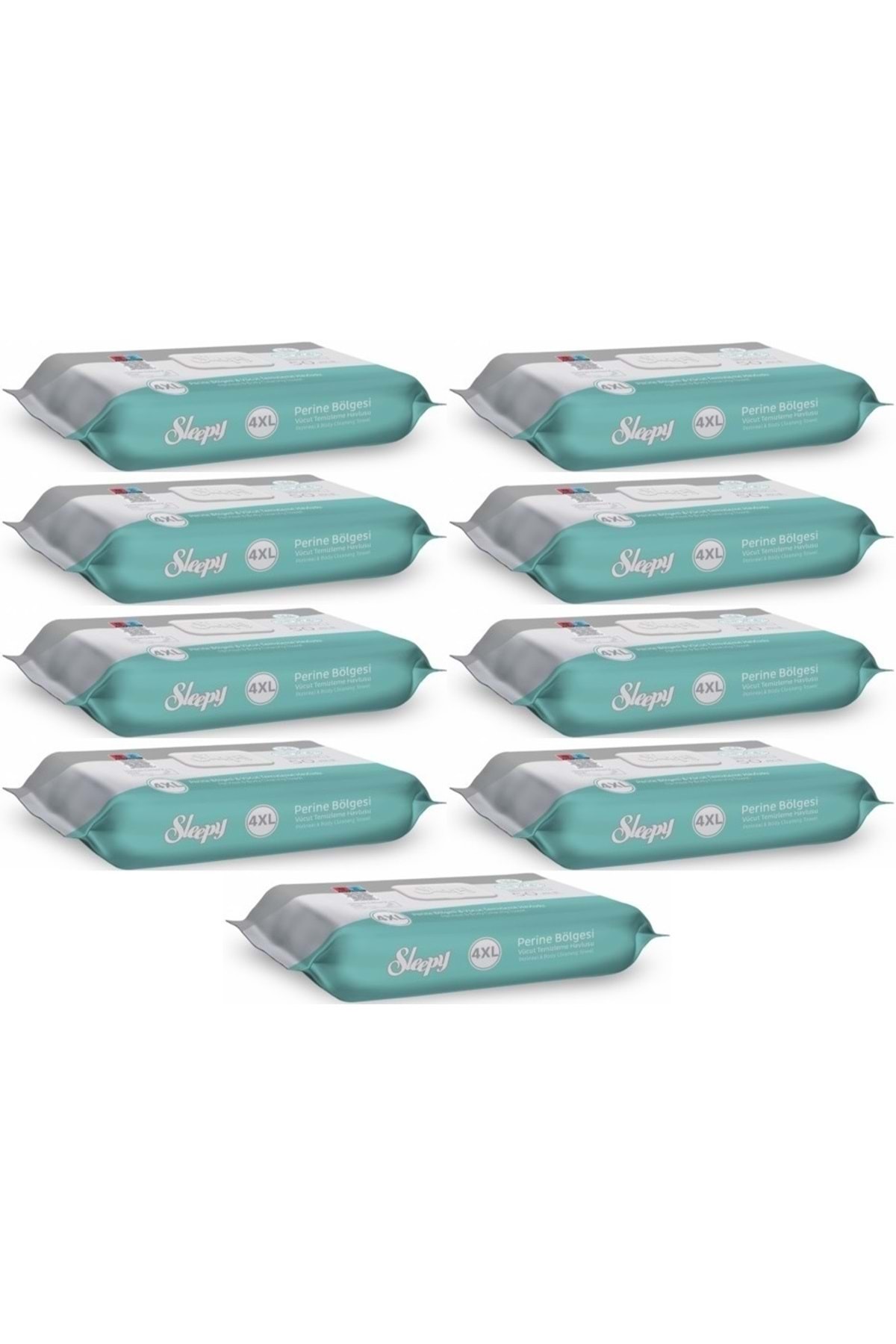 Sleepy Perine Bölgesi ve Vücut Temizleme Islak Mendil Havlu 50 Yaprak (Ebat 4XL) (9 Lu Set)