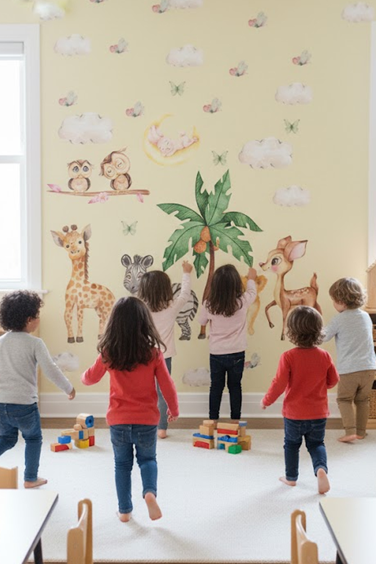 Kt Grup Sevimli Yavru Hayvanlar Oda Arkadaşları Pastel Renk Çocuk Odası Duvar Sticker Seti fotoğrafı 4 (önizleme)
