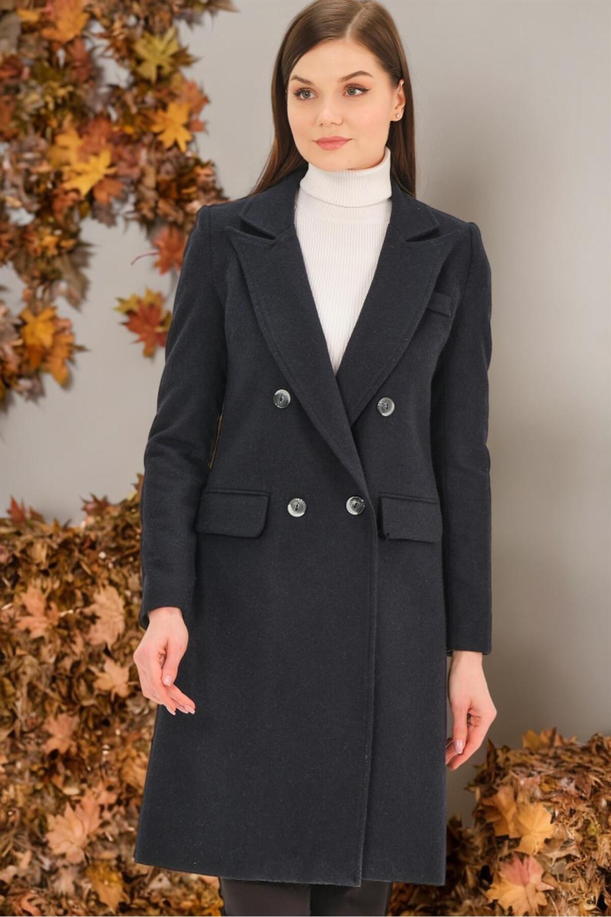 دوبری کت Z6672 - آبی نفتی ساده