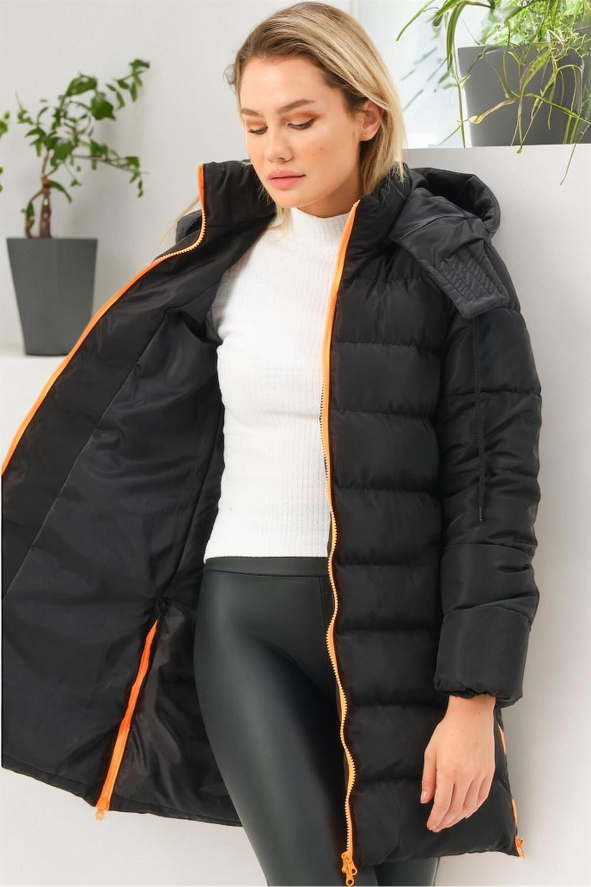 دوبری کت Z6780 - مشکی - نارنجی