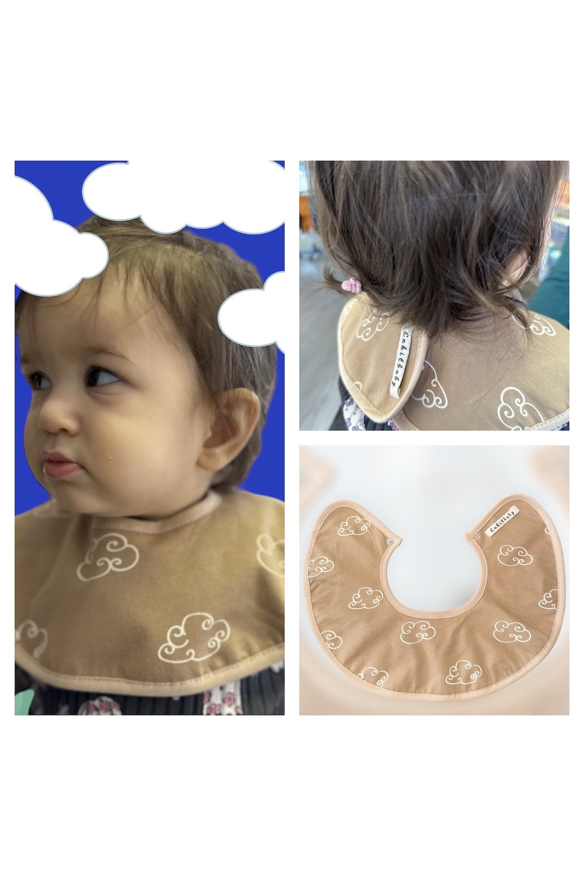 Enhitbaby Sıvı Geçirmez Yuvarlak Yaka Bebek Önlük, %100 pamuk, 0-2 Yaş fotoğrafı 2 (önizleme)