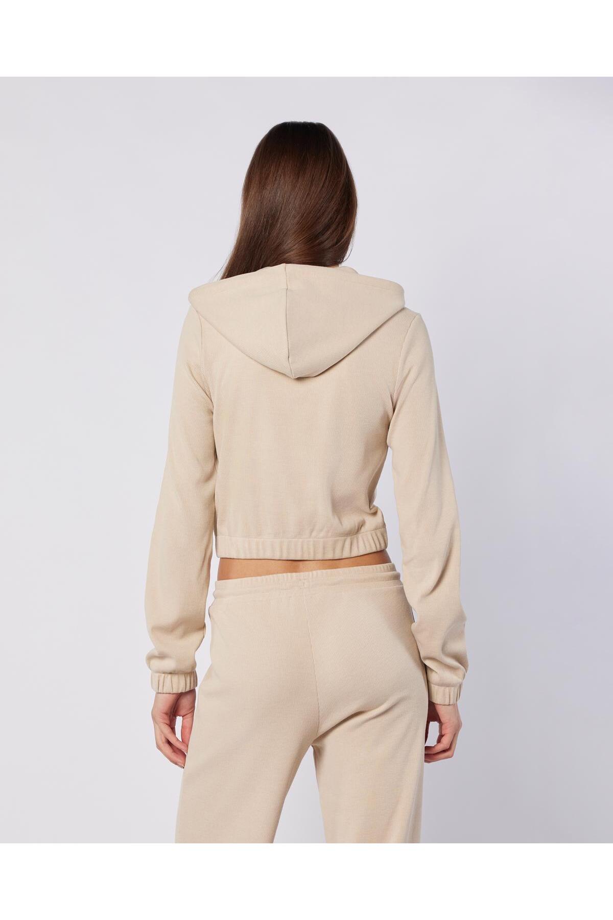 Kappa Leda Full Zip Kadın Bej Regular Fermuarlı Eşofman Üstü görsel 4