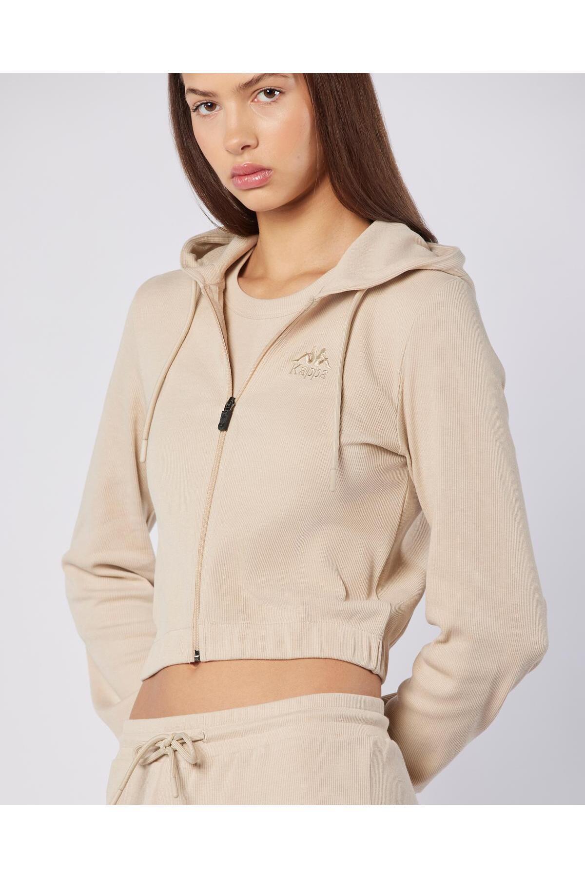 Kappa Leda Full Zip Kadın Bej Regular Fermuarlı Eşofman Üstü görsel 3