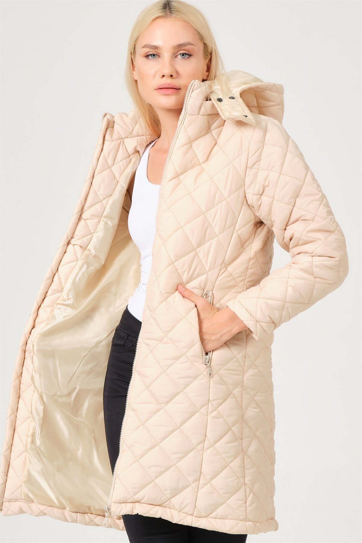 دوبری کت Z6654 - بژ روشن