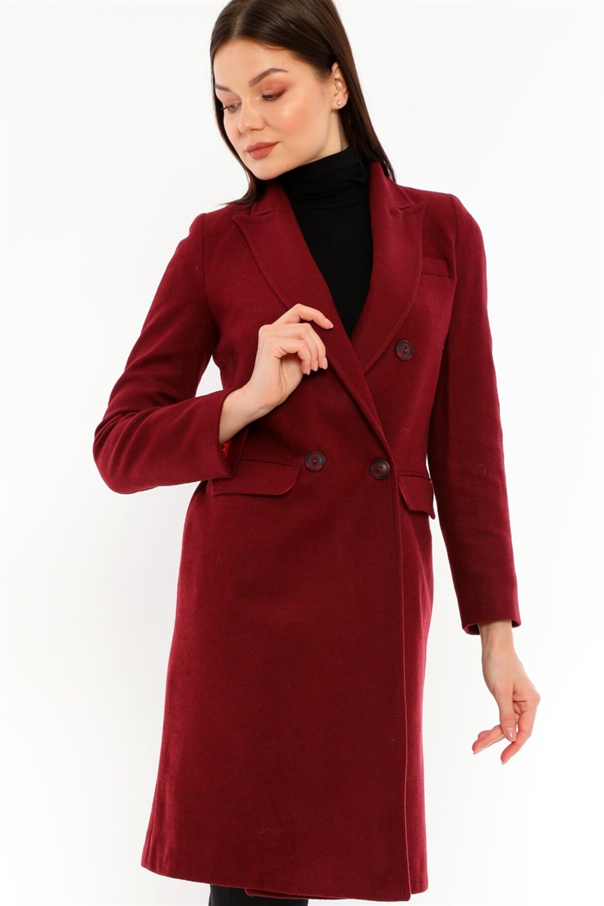 Dewberry Z6672 Palto-bordo görsel 2