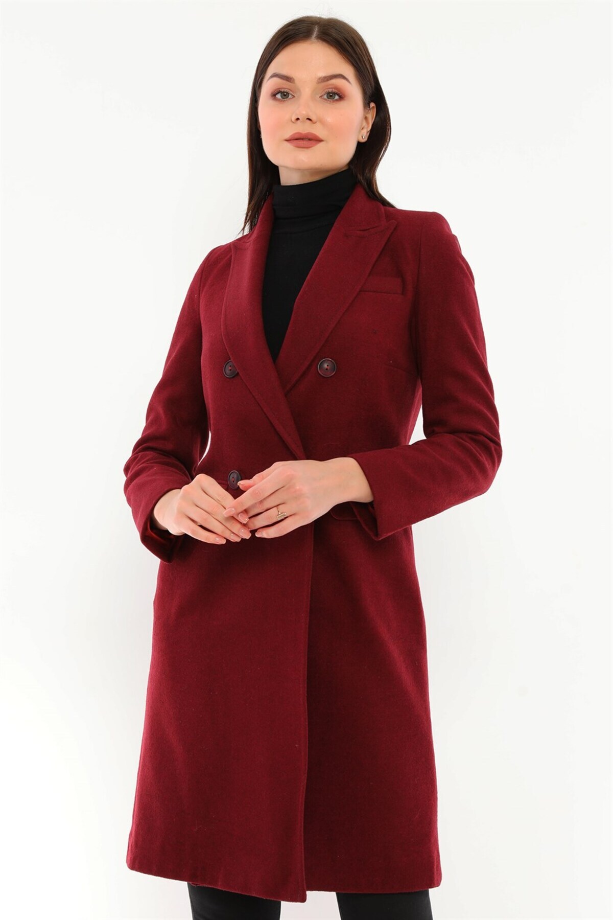 Dewberry Z6672 Palto-bordo görsel 5
