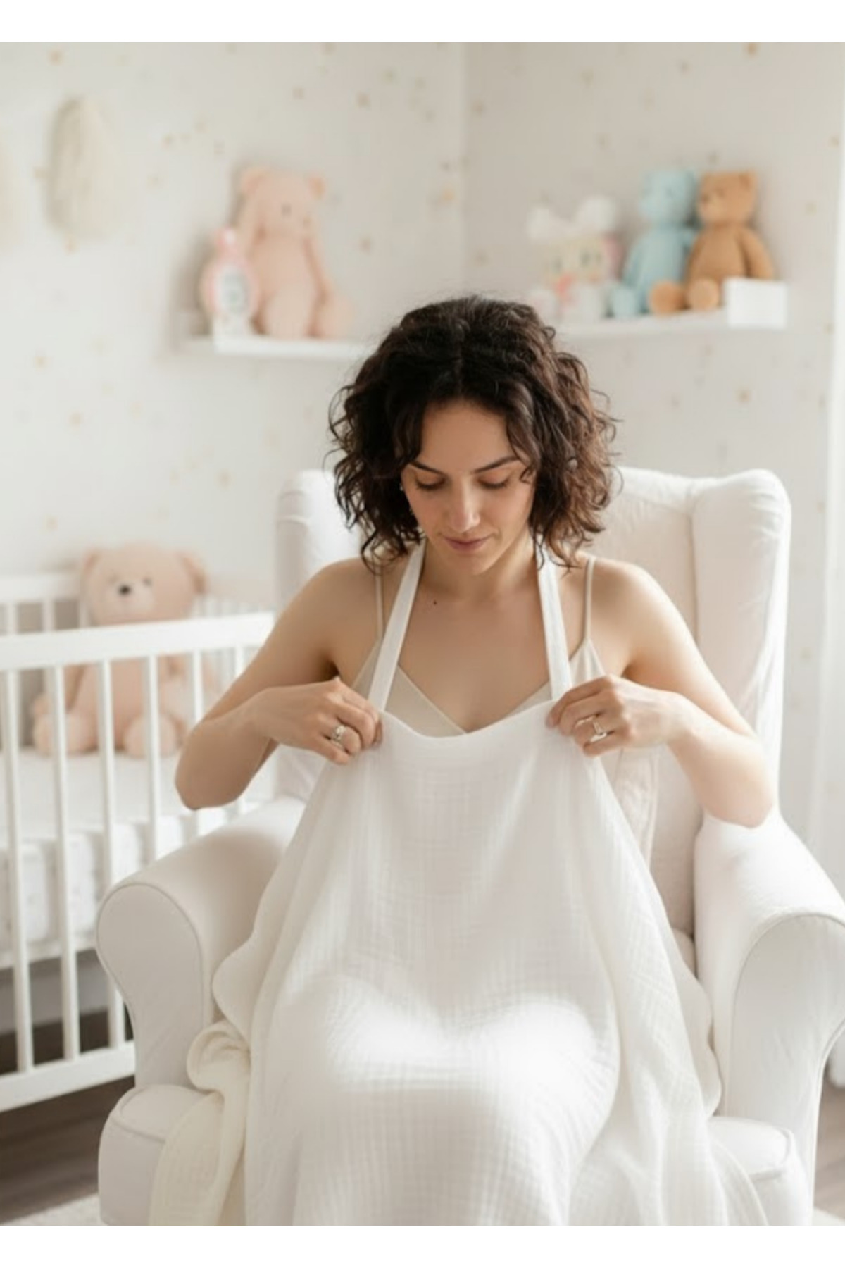 Joyous Mom Kids 4 Katlı Müslin Bebek Emzirme Örtüsü Önlüğü Iç Göstermez Bebek Emzirme Önlüğü Anne Emzirme Örtüsü fotoğrafı 3 (önizleme)