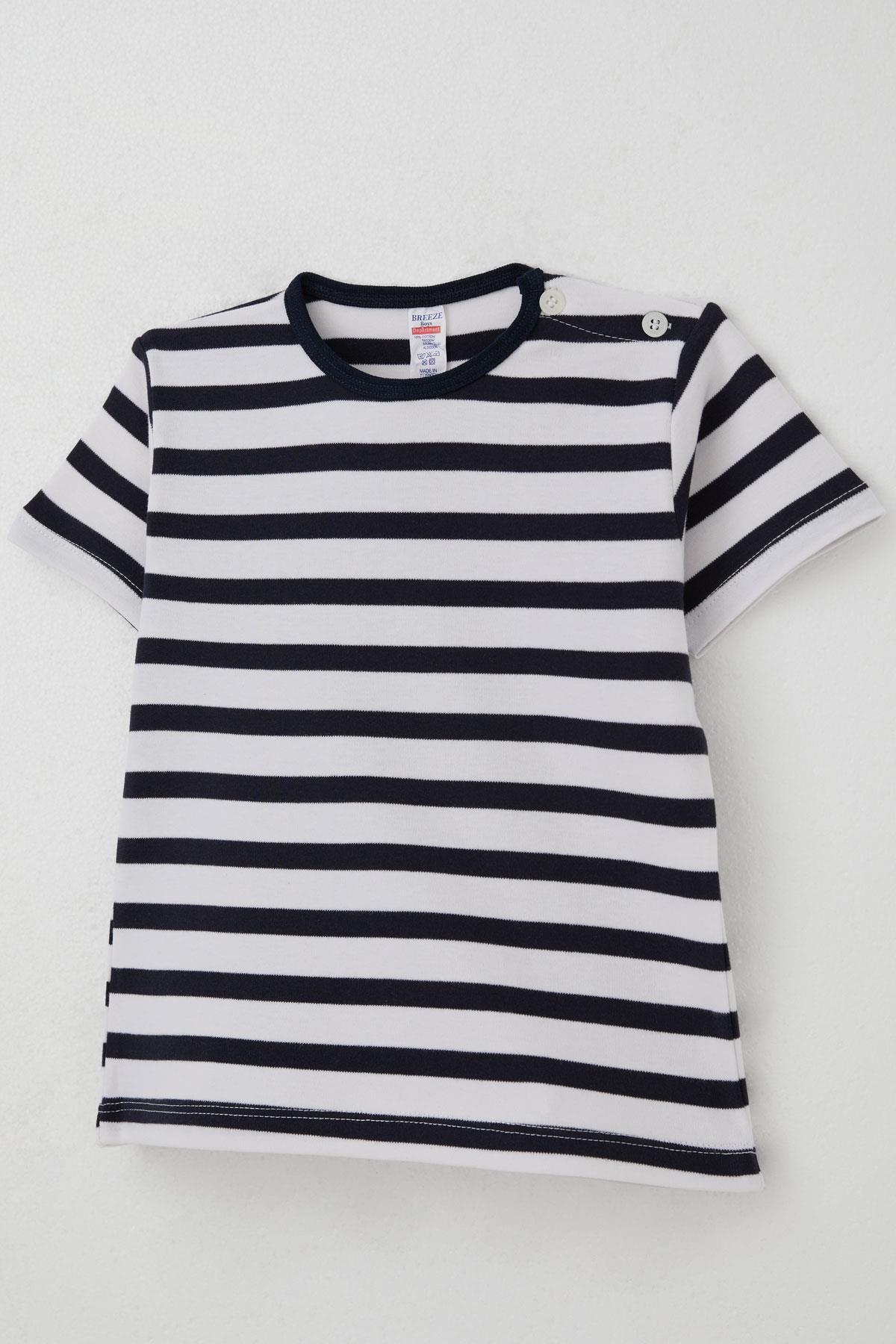 Breeze Erkek Çocuk Tişört Patlı Çizgili 1-4 Yaş, Ekru fotoğrafı 3 (önizleme)