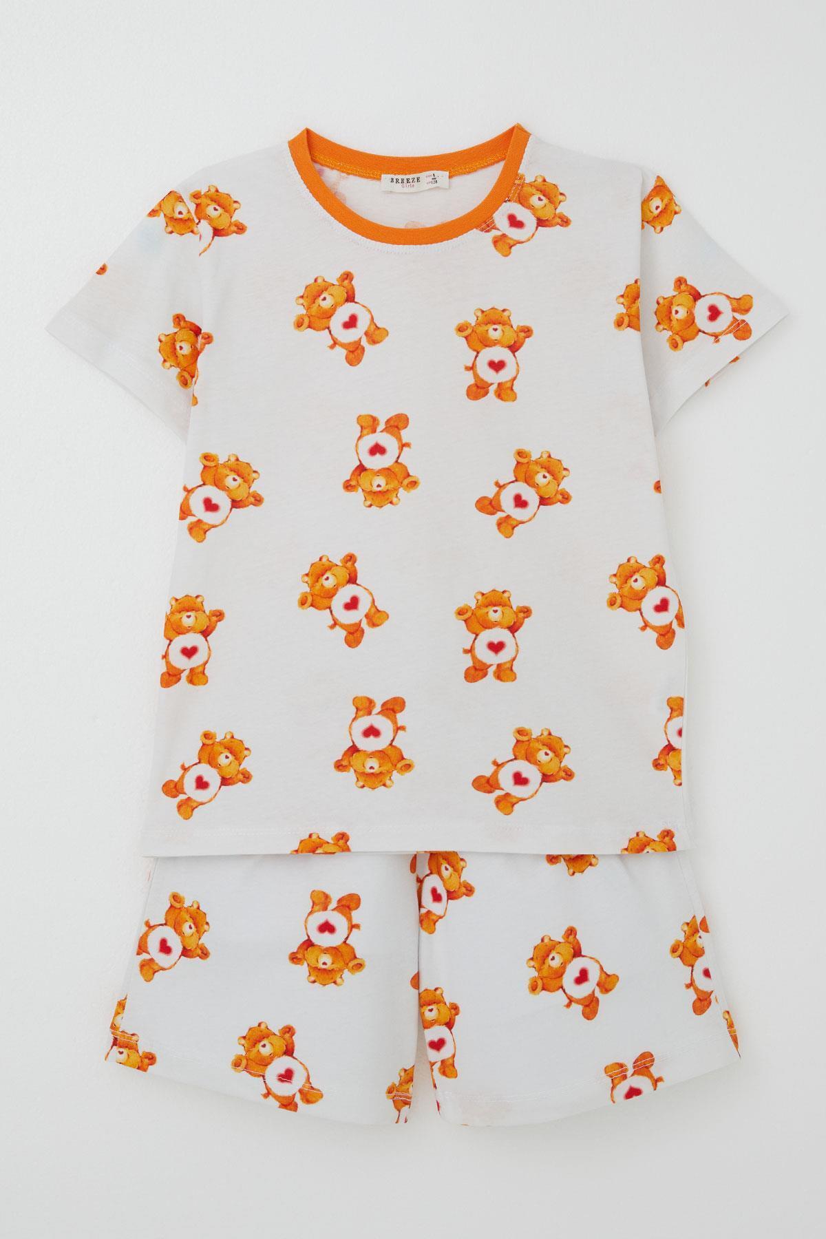 Breeze Kız Çocuk Şortlu Pijama Takımı Kalpli Bebek Ayıcık Desenli 4-8 Yaş, Beyaz fotoğrafı 5 (önizleme)