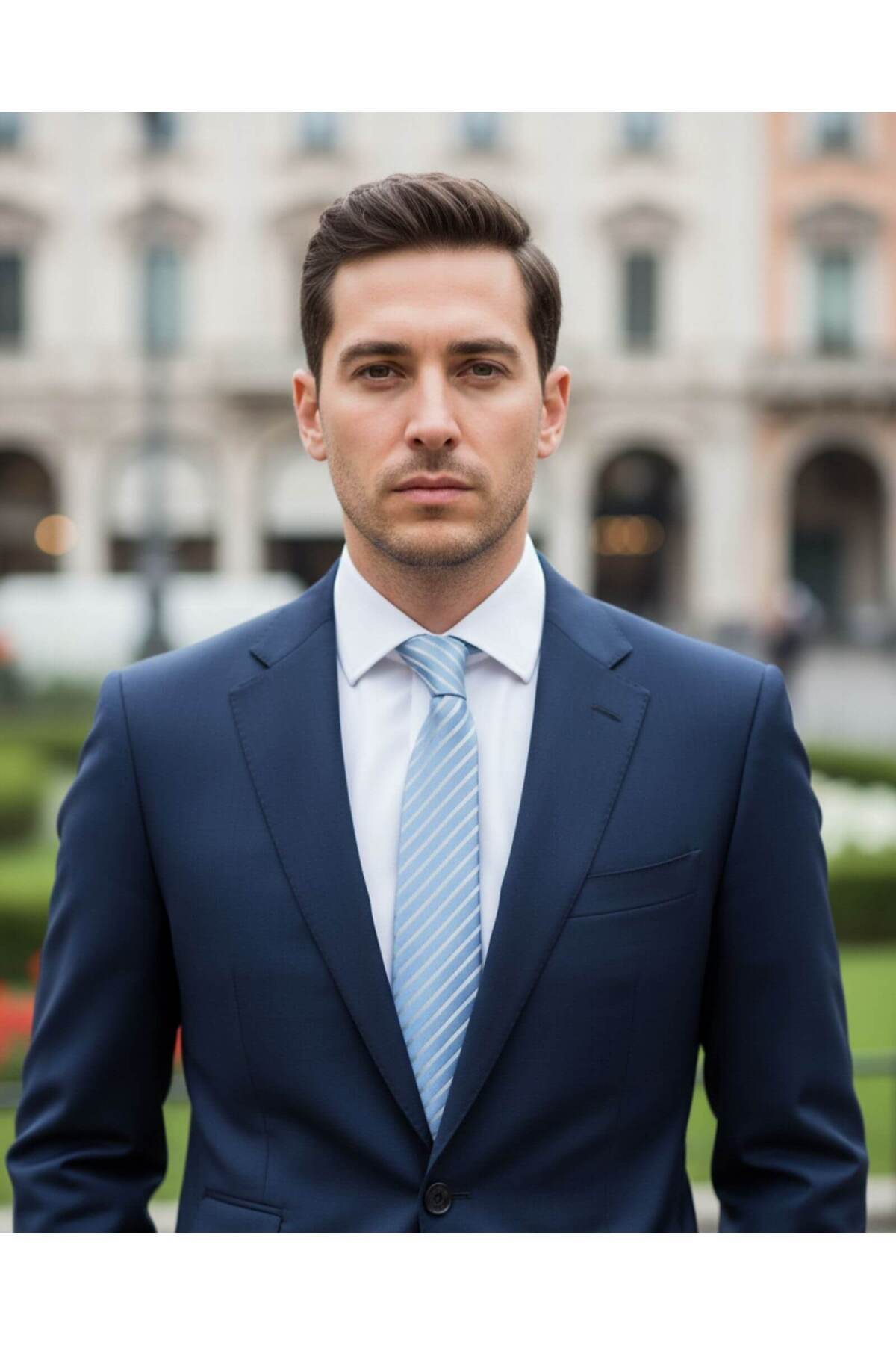  کراوات باریک راه راه آبی پهن ۷ سانتی‌متری