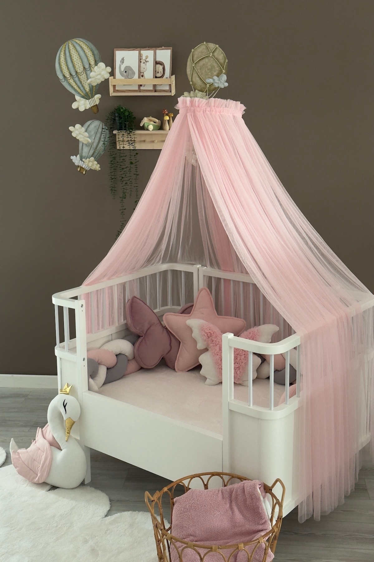 Miniden Toz Pembe Aparatlı Beşik Cibinliği fotoğrafı 2 (önizleme)