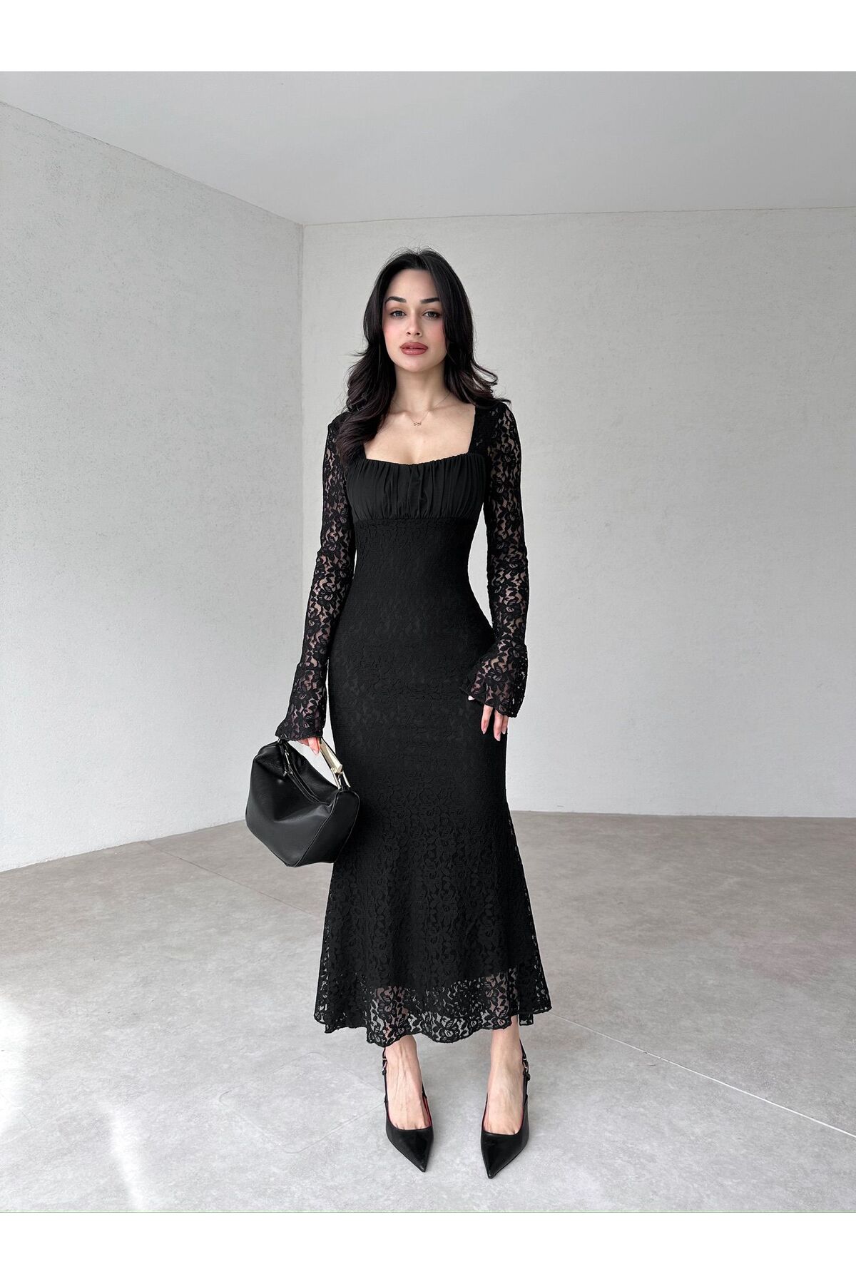 Mooi Butik  MONTANA Midi Elbise 5978 - Siyah - Görsel 2