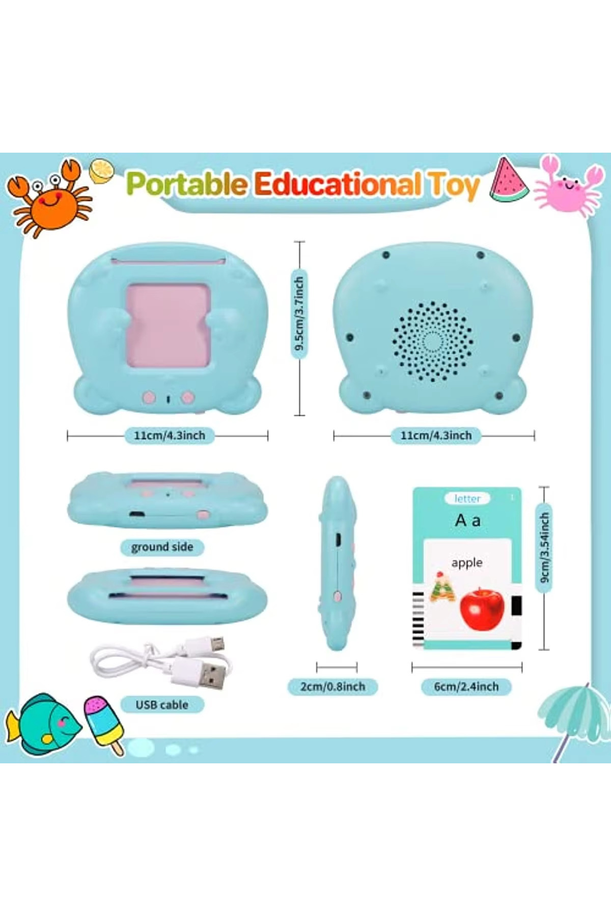 Choice1 Blue-224 Talking Flash Cards Early Educational Toys Baby Boys Girls Preschool Learning Reading Mach