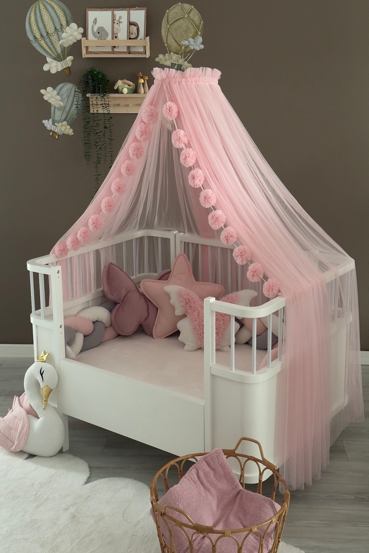 Miniden Toz Pembe Aparatlı Beşik Cibinliği fotoğrafı 6 (önizleme)