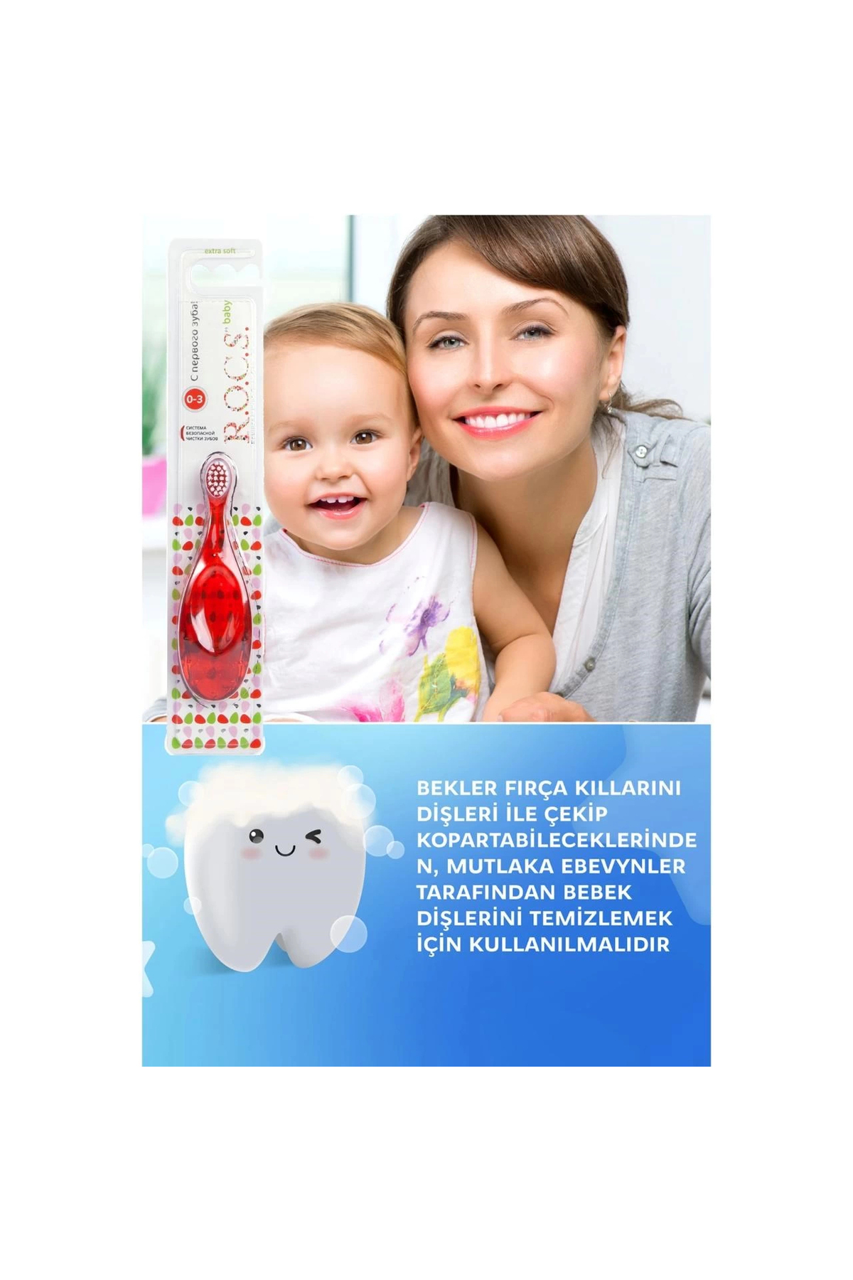 R.O.C.S. Rocs Baby 0-3 Yaş Diş Fırçası Kırmızı fotoğrafı 5 (önizleme)