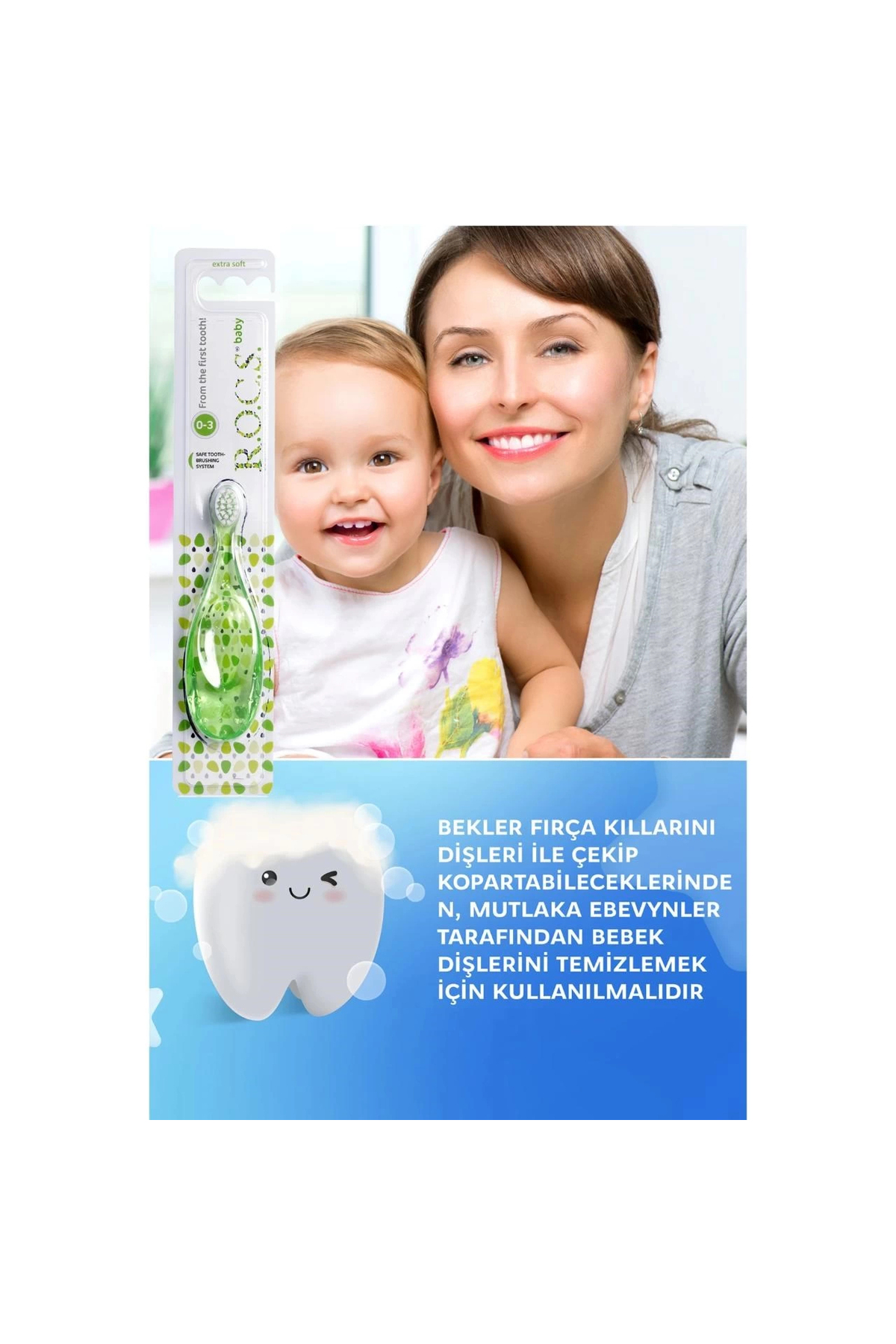 R.O.C.S. Unisex  Bebek Yeşil Rocs Baby 0-3 Yaş Diş Fırçası fotoğrafı 3 (önizleme)