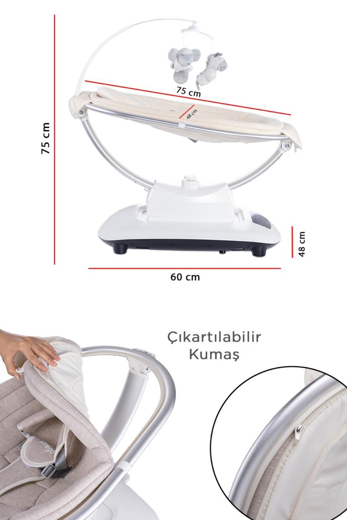 Prego Montes Uzaktan Kumandalı, Müzikli ve Otomatik Sallanan Elektrikli Ana Kucağı & Ev Tipi Beşik fotoğrafı 6 (önizleme)