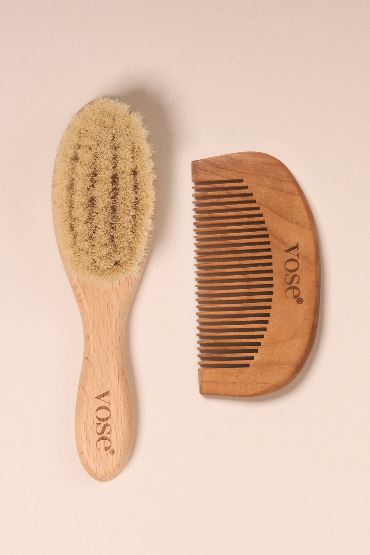 Vose Yumuşak Keçi Kılı Bebek Saç Fırçası & Ahşap Tarak