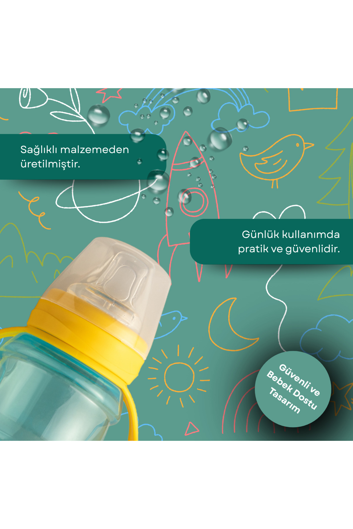 MOOMA Kindy Damlatmaz Egitici Su Alıştırma Bardağı 200 ml 6 Ay - Yellow Canary fotoğrafı 7 (önizleme)