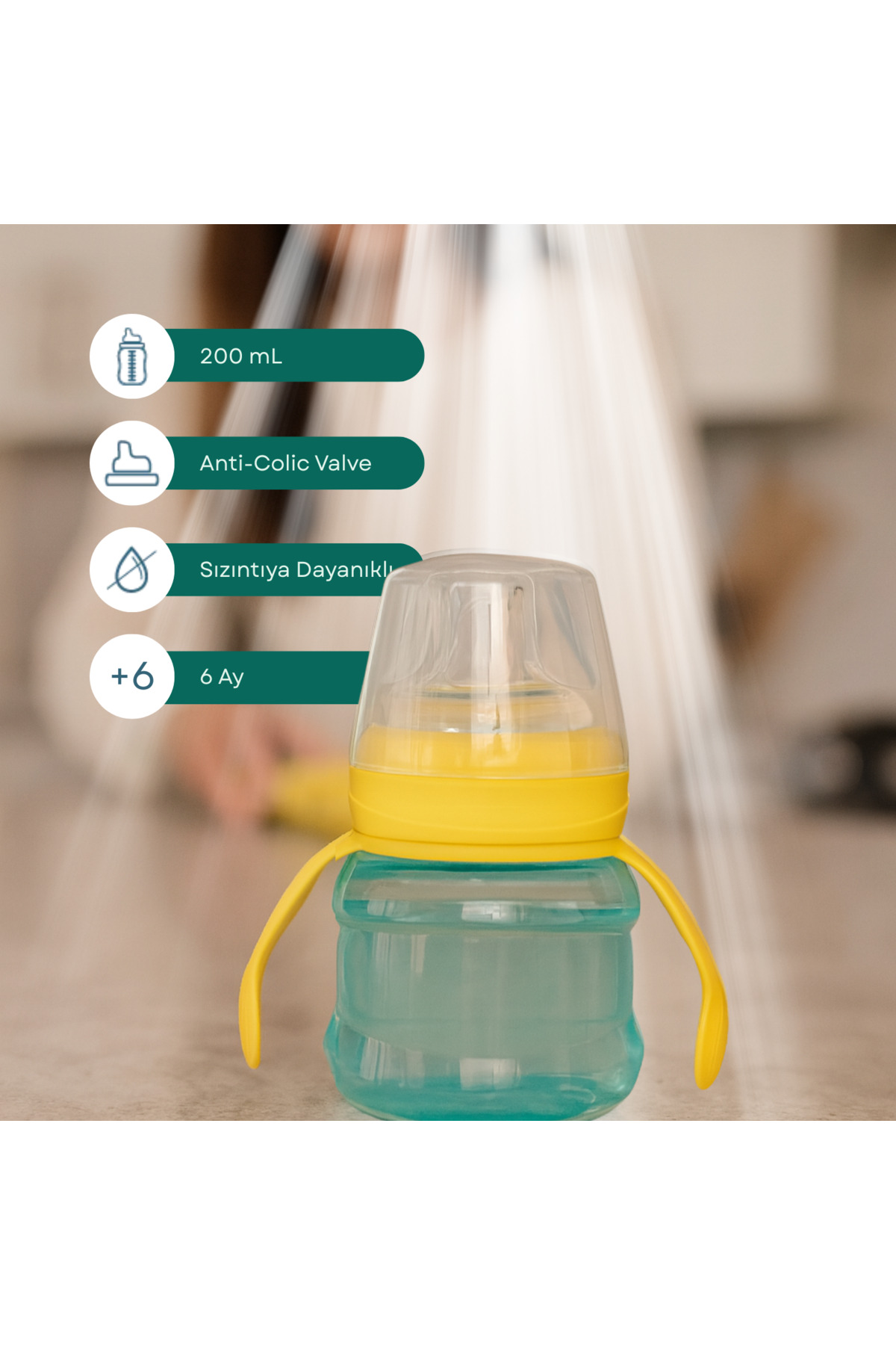 MOOMA Kindy Damlatmaz Egitici Su Alıştırma Bardağı 200 ml 6 Ay - Yellow Canary fotoğrafı 4 (önizleme)