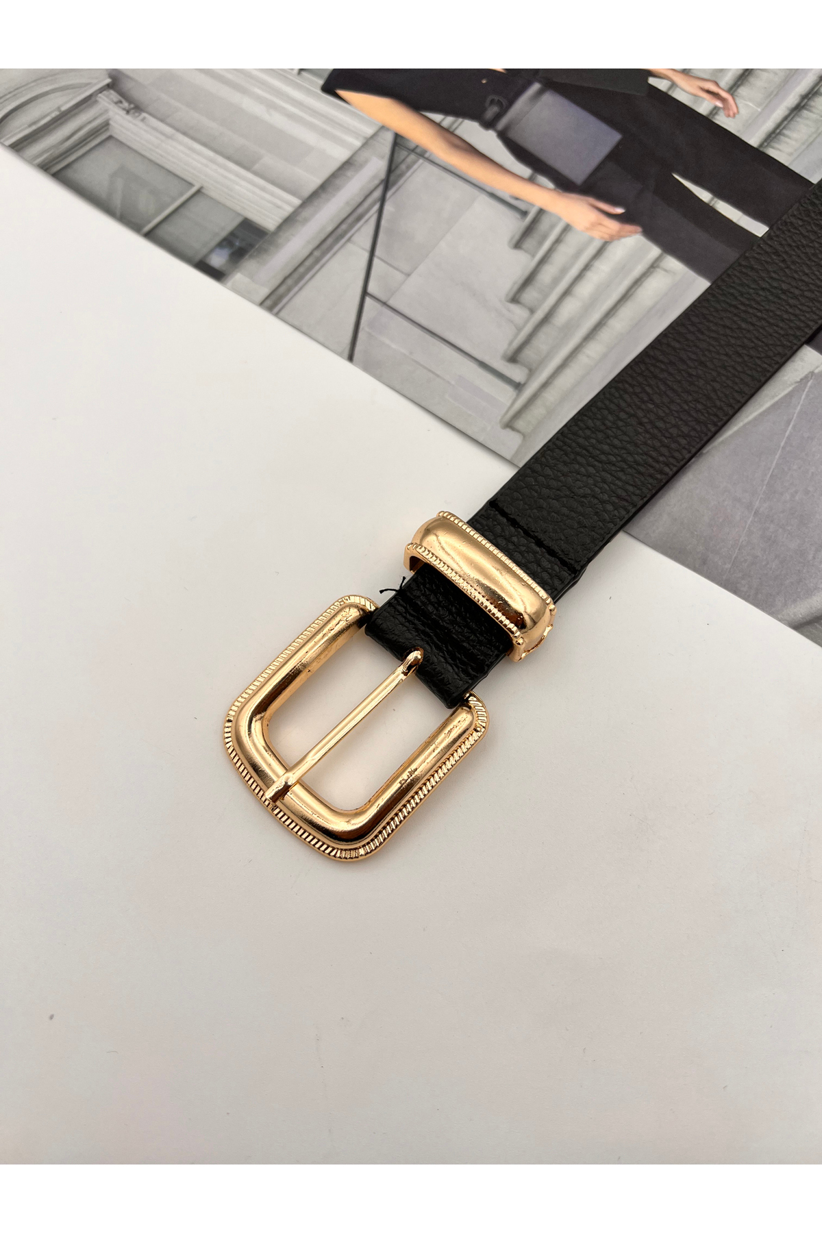 Caelia  Gold Tokalı Siyah Kadın Kemer - Görsel 3