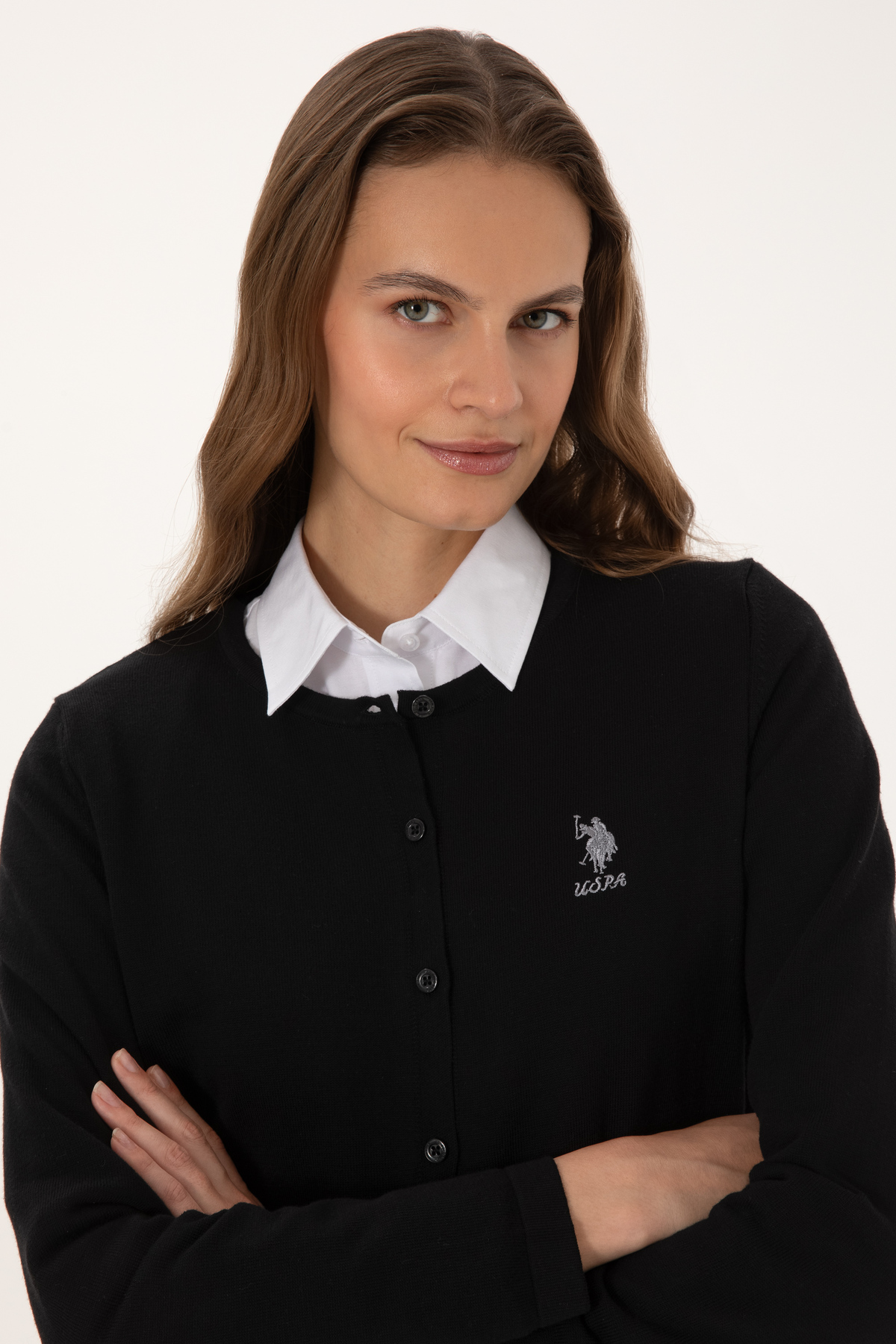 U.S. Polo Assn.  Kadın Siyah Basic Triko Hırka 50313624-VR046 - Görsel 2