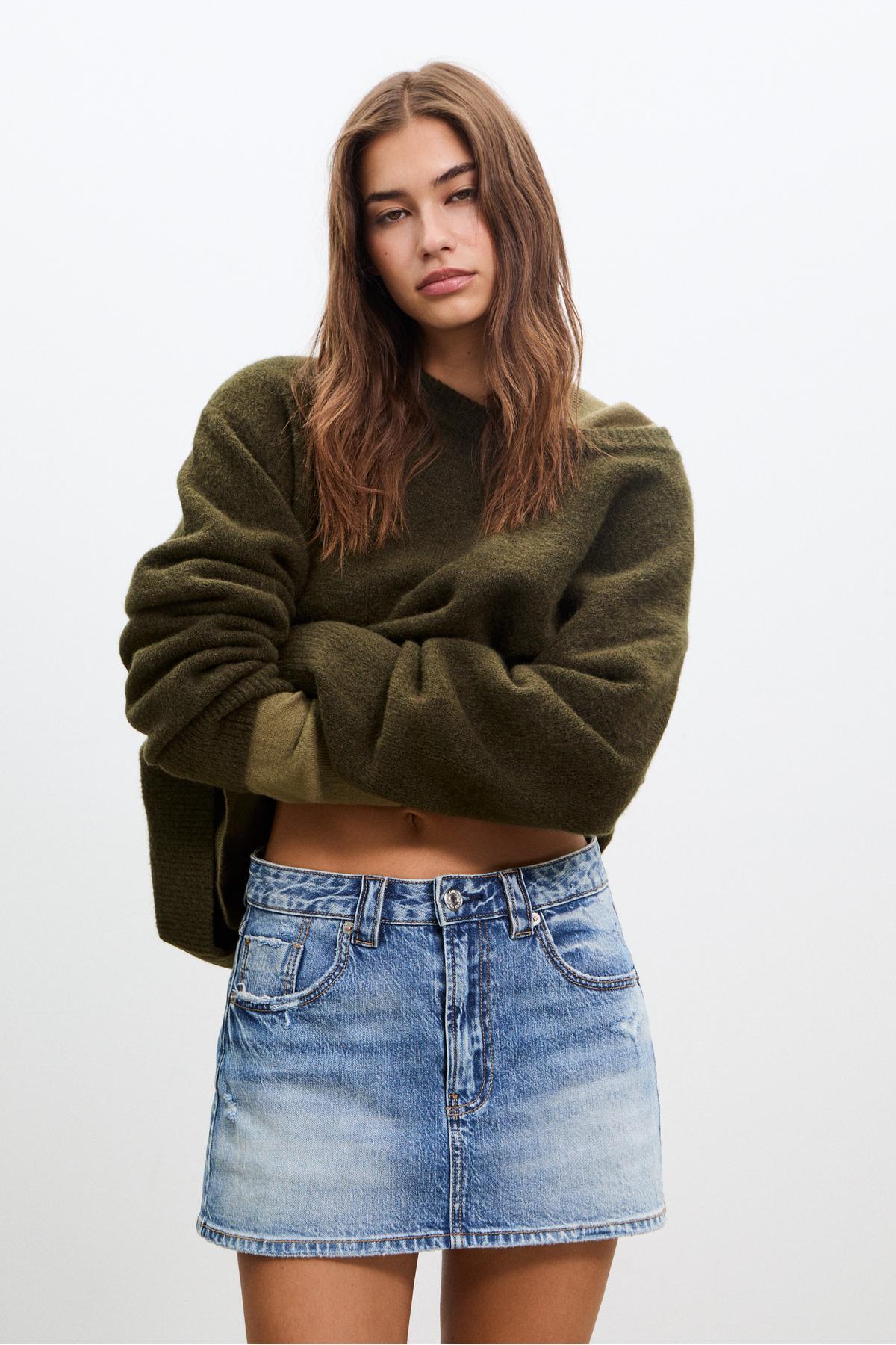 Stradivarius  D62 denim şort etek - Görsel 3