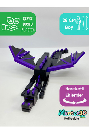 Mentor 3D Store Minecraft Ender Dragon Figürü Ejderha 26 Cm Oyuncak