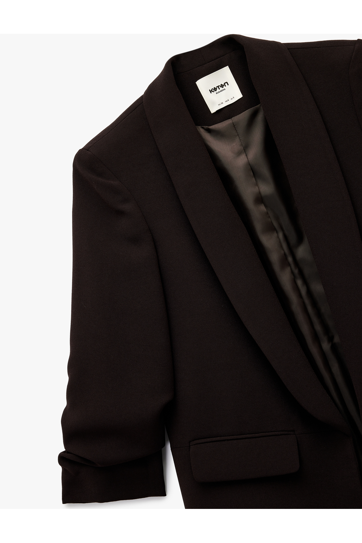 Koton  3/4 Kollu Düğmeli Cep Detaylı Kruvaze Yaka Blazer Ceket - Görsel 6
