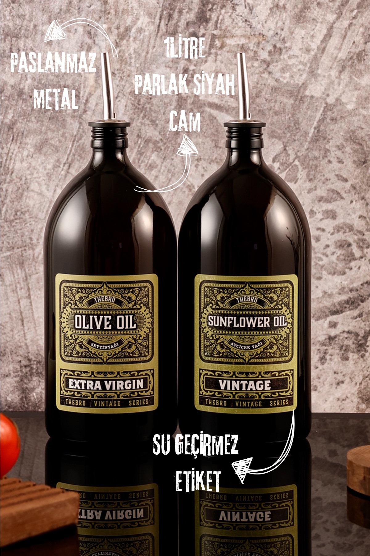1Lt Glossy Black Color Glass Green Vintage Lubricant Oil Bottle Olive Oil Oil Bottle Vintage Lubricant