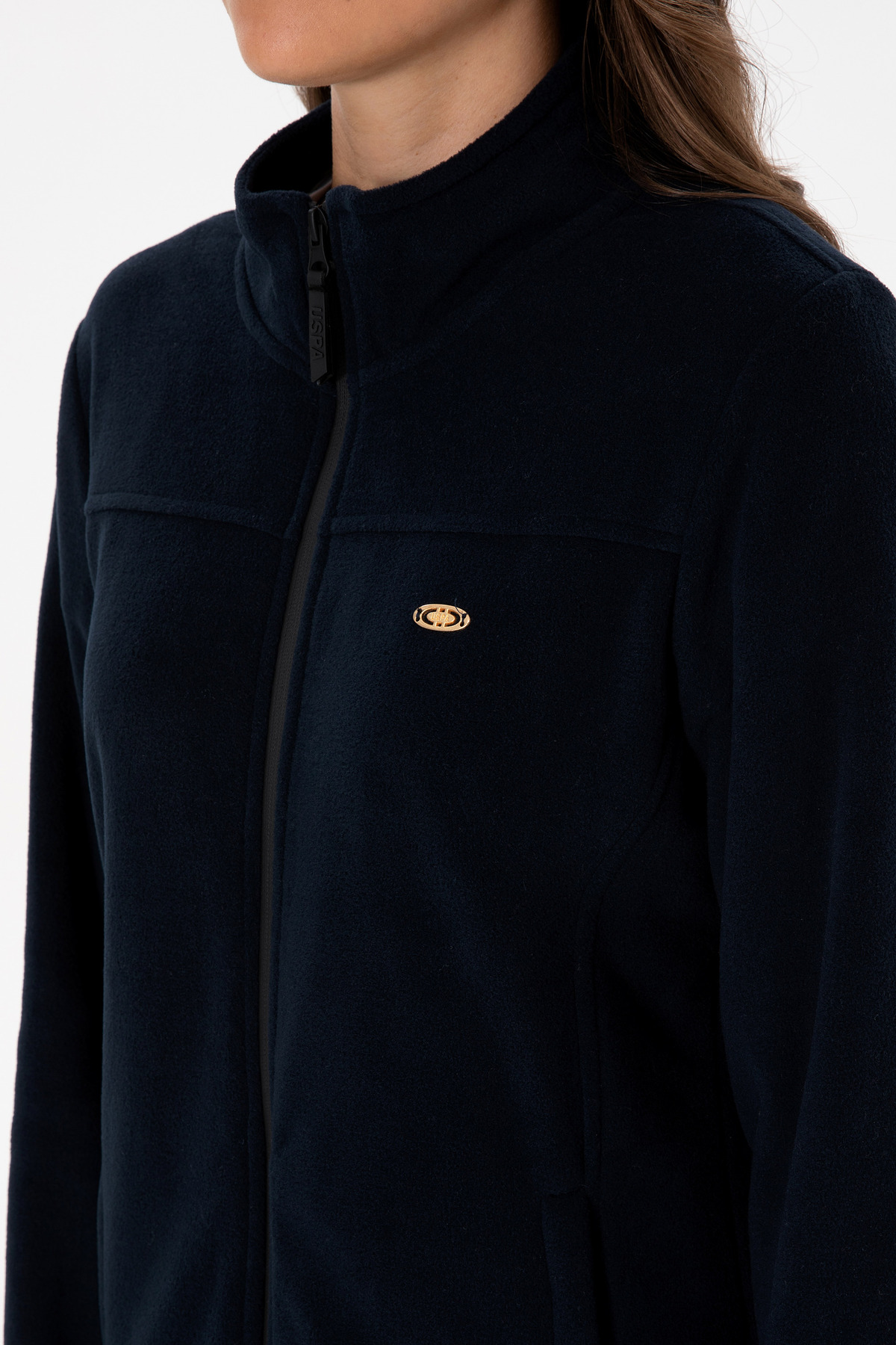 U.S. Polo Assn.  Kadın Lacivert Fermuarlı Dik Yaka Polar Sweatshirt 50316729-VR059 - Görsel 7