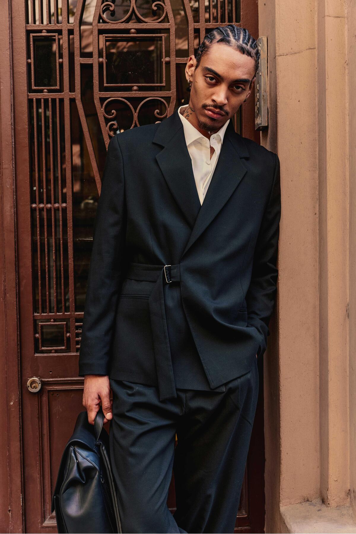 ablukaonline  Erkek Kemerli Oversize Takım Elbise Siyah - Görsel 5