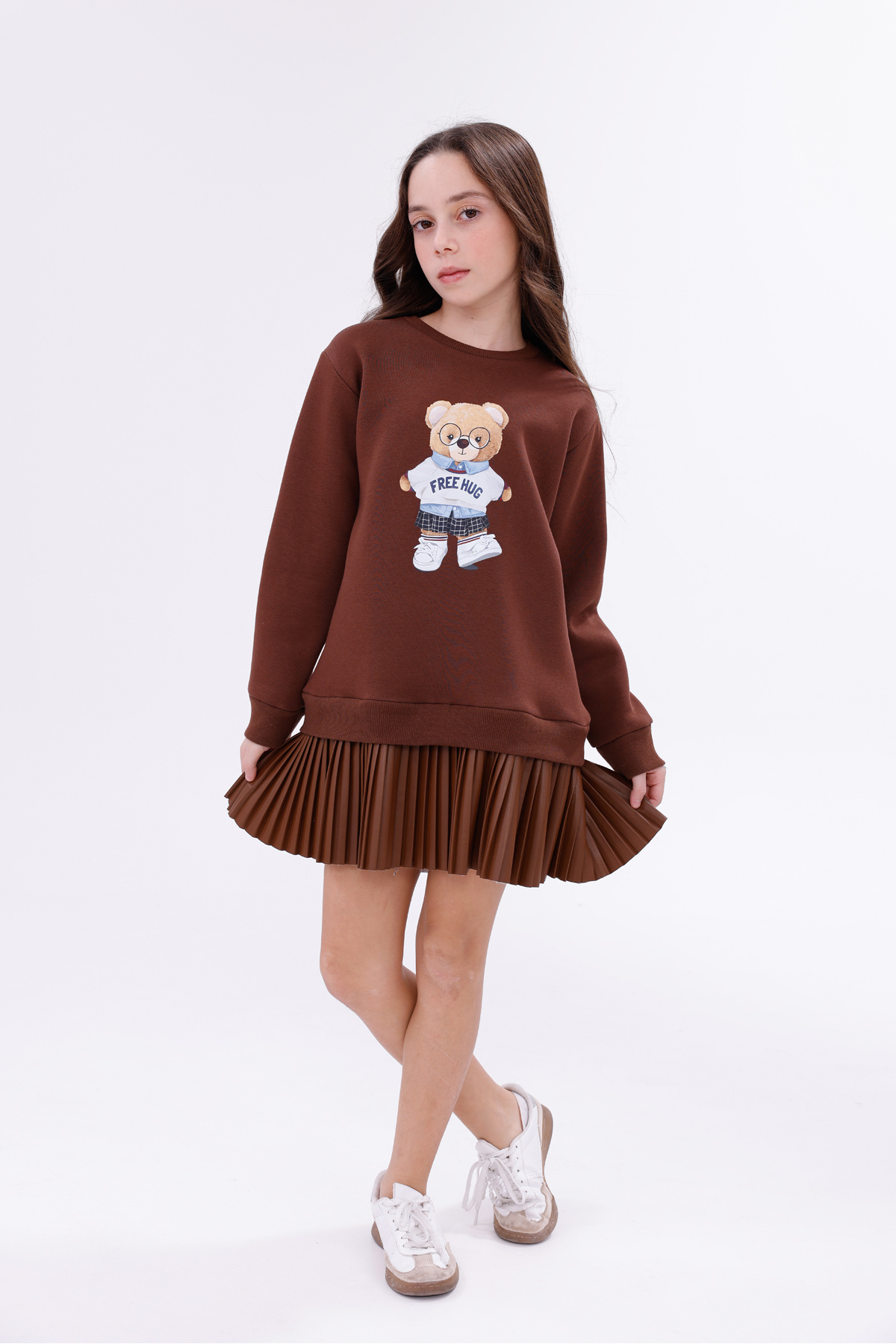 EYLÜL ELİF BUTİK Teddy Printed Sports Girl Dress