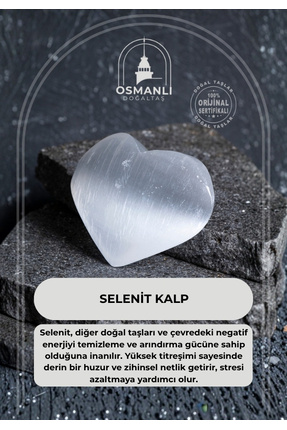 OSMANLI DOĞAL TAŞ Sertifikalı Selenit Kalp