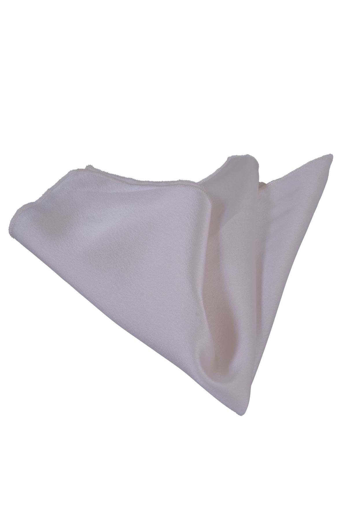 Exve Exclusive Kırık Beyaz Sade Saten Dokuma Cep Yaka Mendili