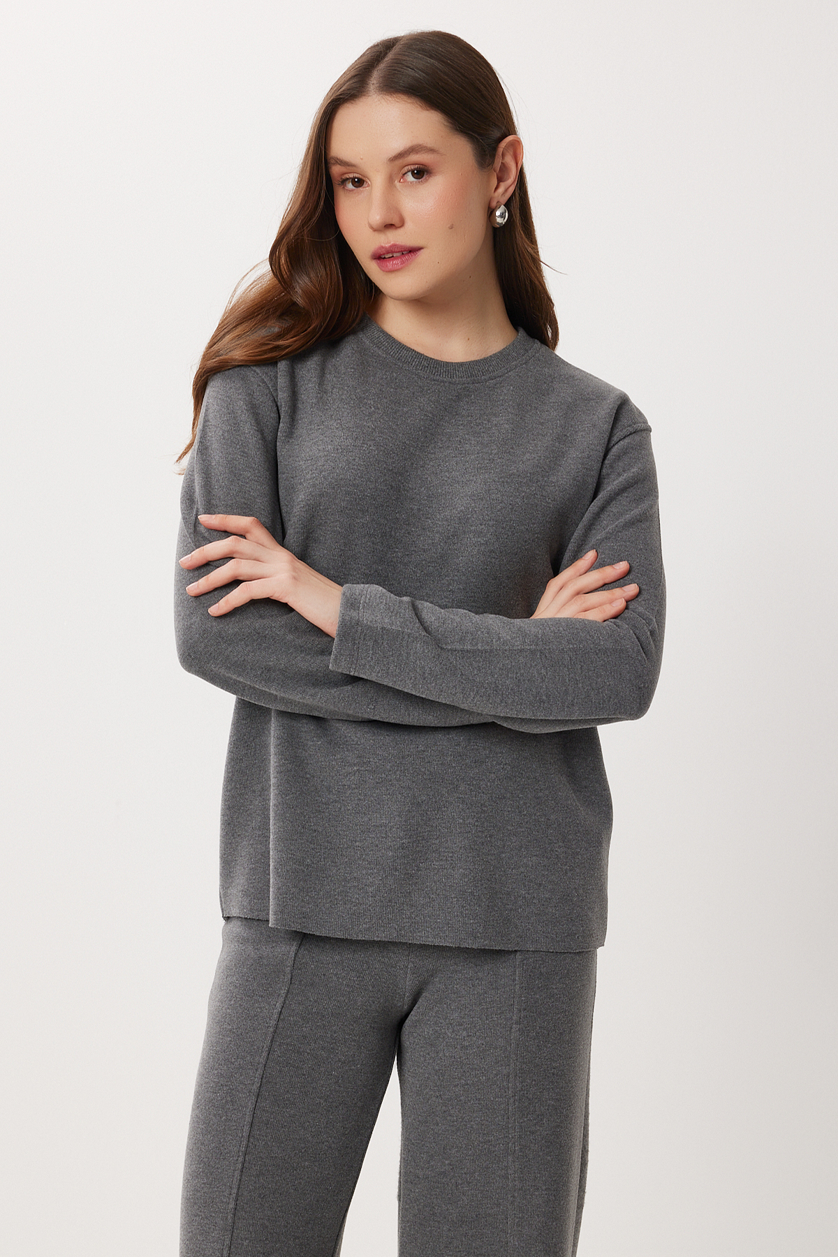 Lovelyİstanbul Basic Selanik Örme Alt-Üst Takım LMC0079 ANTRASİT görsel 4