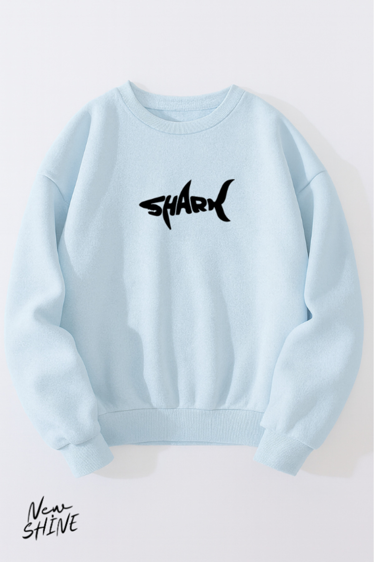 NEWSHİNE Shark Printed Crew Neck Sweatshirt