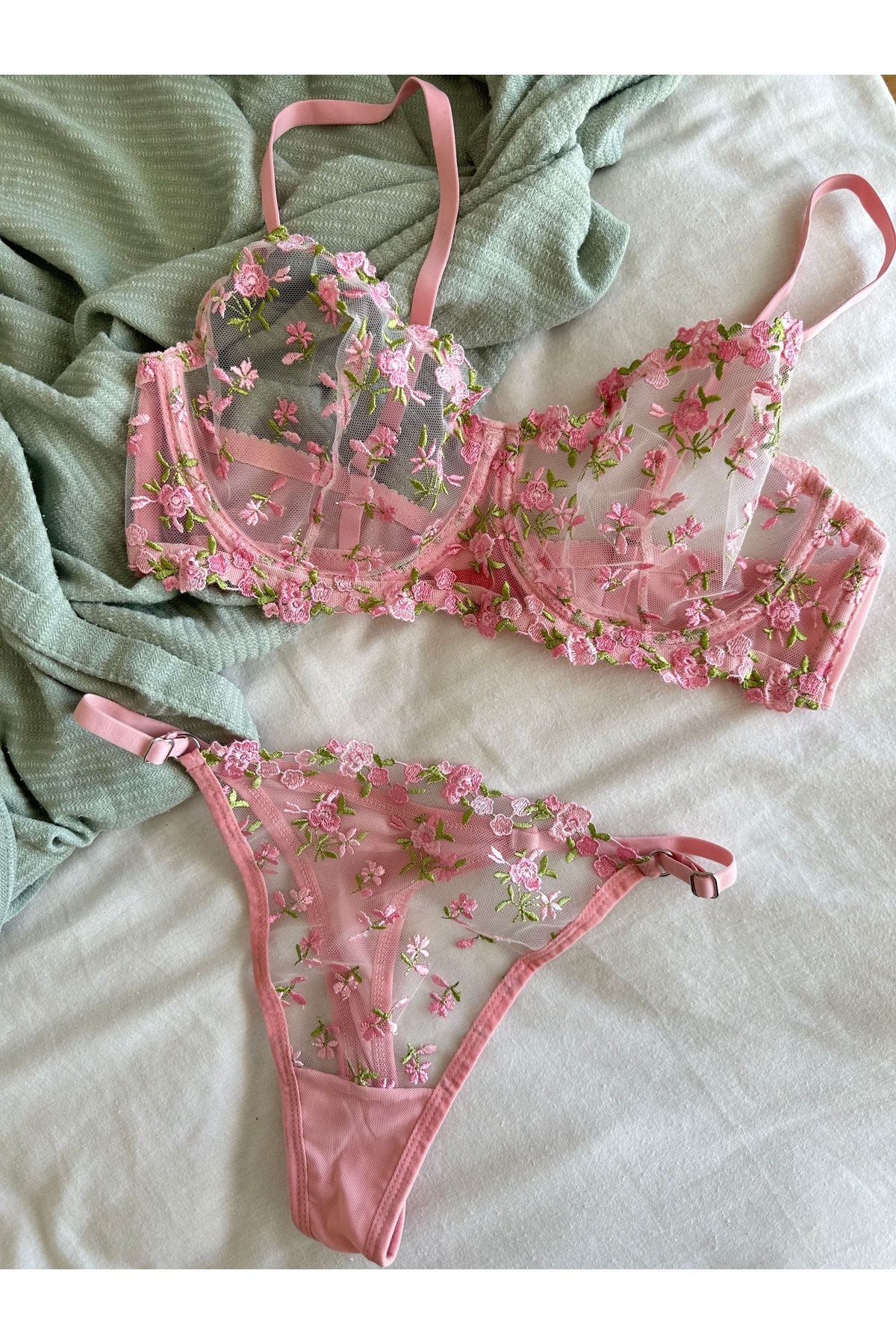 Genel Markalar  Büyük Beden C Kap Pembe İç Çamaşır Takımı - Lingerie - Görsel 5