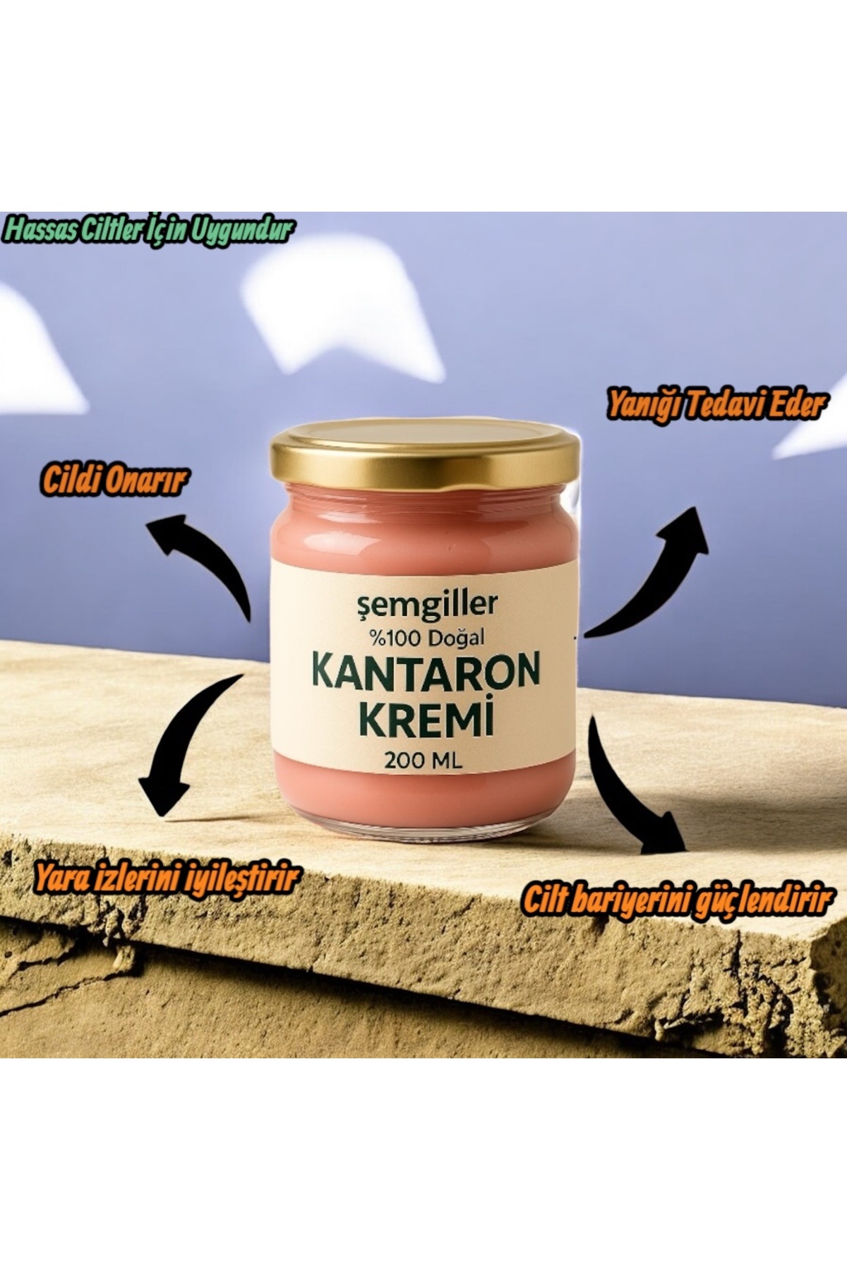 Semgiller Doğal Kantaron Kremi 200 ML Yara, Yanık, Çatlak ve Kuruluk İçin Bitkisel Bakım Ultra Boy