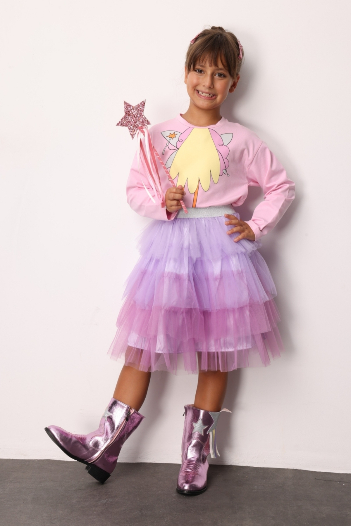 Le Mabelle  Lila Katlı Tüllü Kız Çocuk Etek - Almira