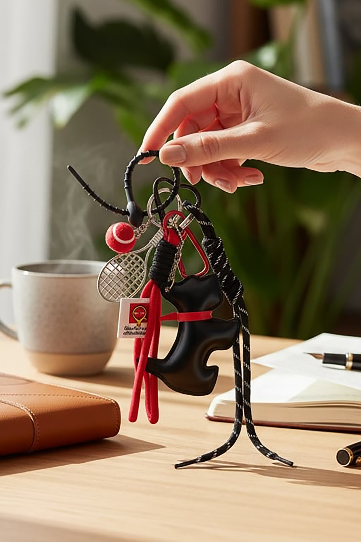 Takıştır Siyah Ve Kırmızı Renk Köpek Figürlü Çanta Charm